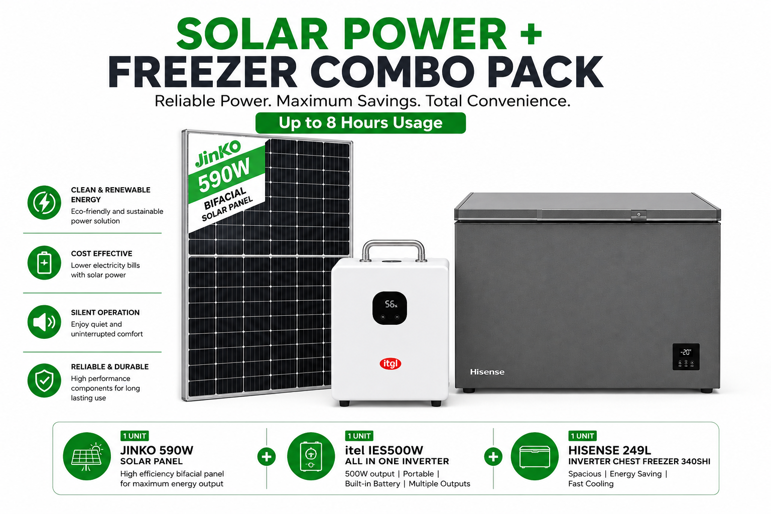 Solar Power + Freezer Combo Pack