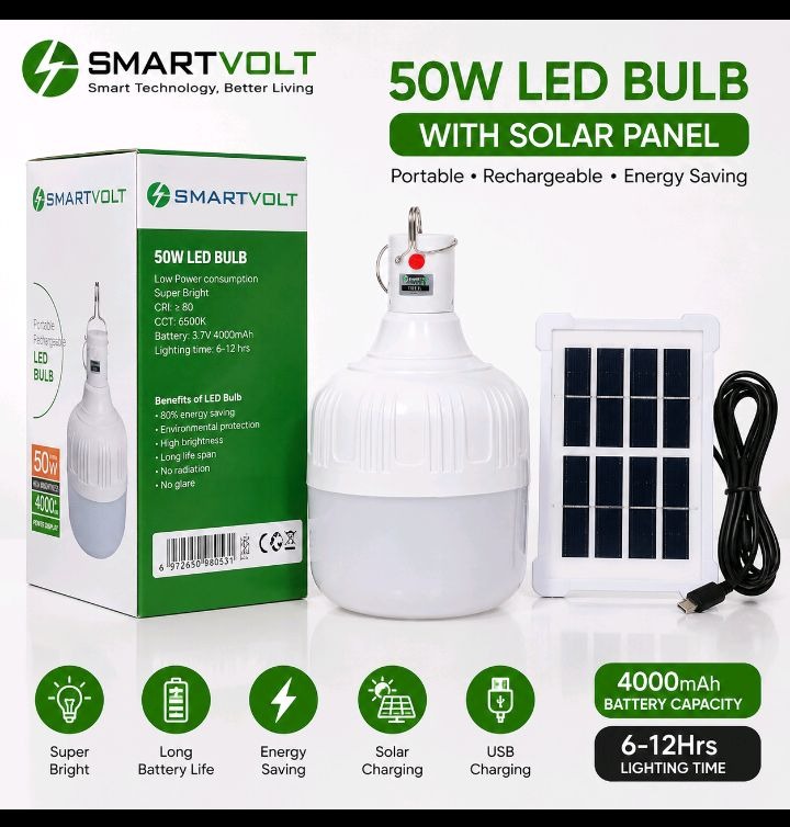 Smartvolt 50W Solar Rechargeable LED Bulbs