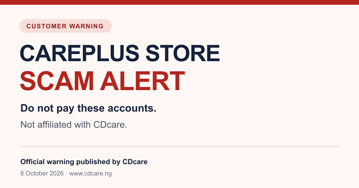 CarePlus Store Scam Alert: Do Not Pay These Accounts